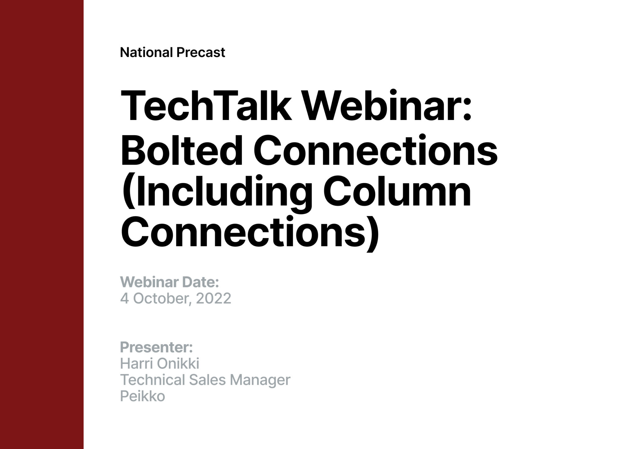 TechTalk Webinar Bolted Connections (Including Column Connections